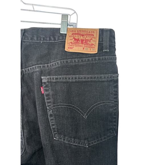 Levi's Jeans Men's Black 550 Relaxed Fit Straight Leg Cotton Rugged Size 42 x 30 - Picture 6 of 13